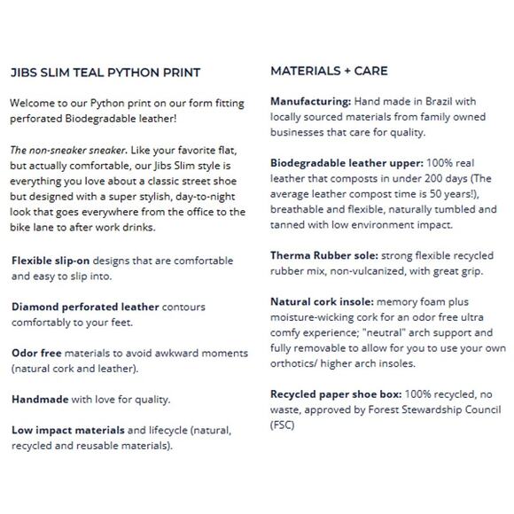 Jibs Slim Teal Python Print Perforated Leather Pointed-Toe Slip-On Shoes Women 9 - Picture 11 of 12